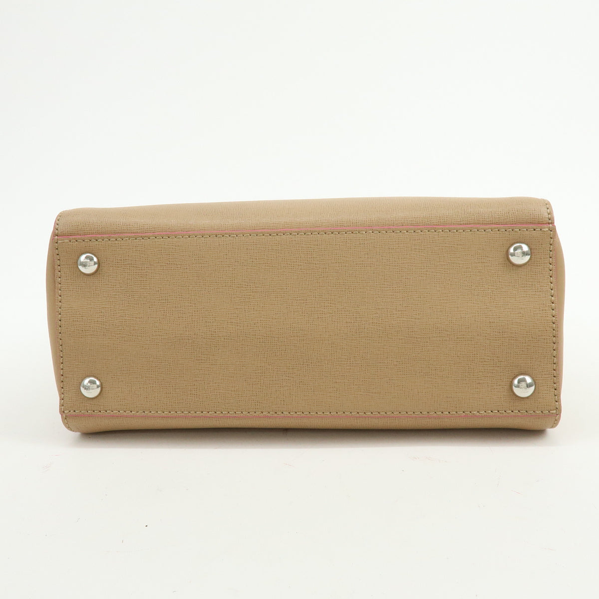 FENDI PETITE 2JOURS Calf Leather 2Way Bag Hand Bag Beige Pink 8BH253