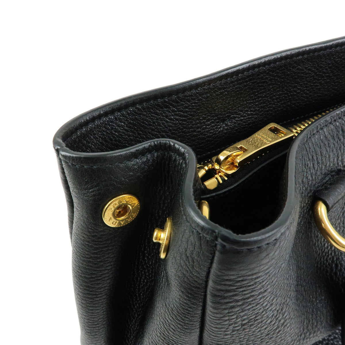 PRADA Logo Leather 2Way Bag Hand Bag Black