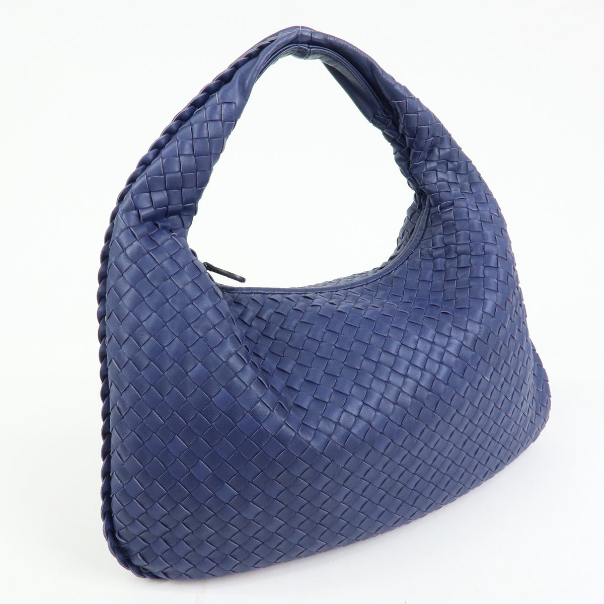 BOTTEGA VENETA Intrecciato Hobo Leather Shoulder Bag Hand Bag Navy