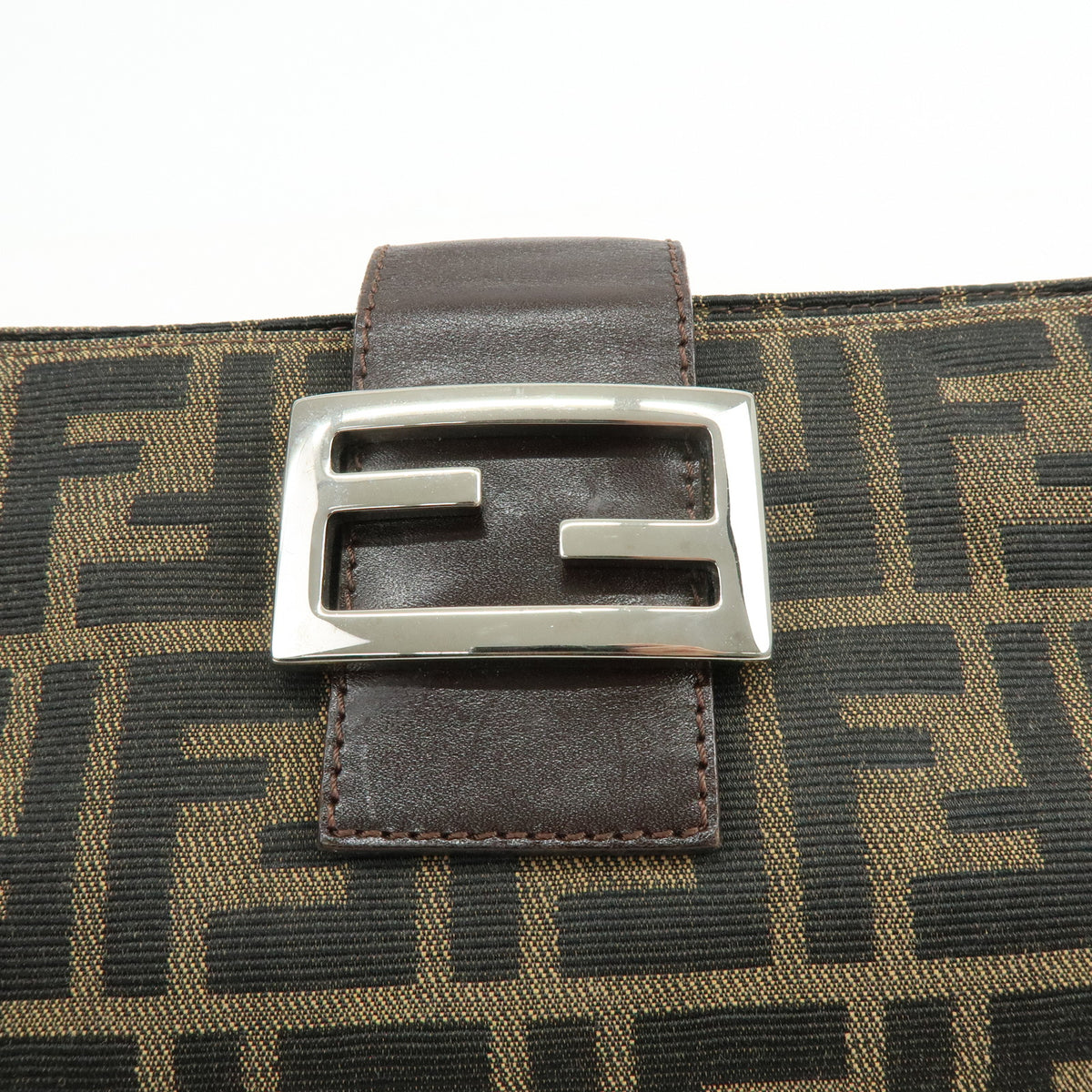 FENDI Zucca Canvas Leather Hand Bag Shoulder Bag Brown 26722