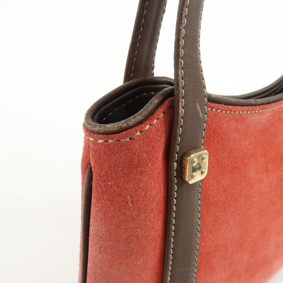 LOEWE Anagram Suede Leather Mini Hand Bag Tote Shoulder Bag Red