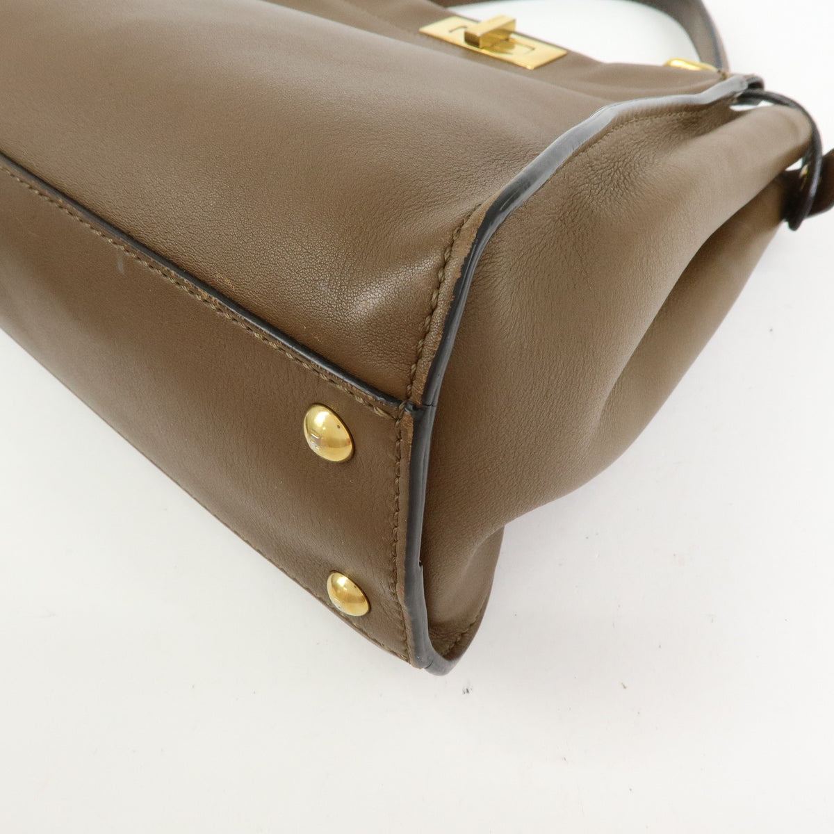 FENDI Peekaboo Medium Leather 2Way Hand Bag Shoulder Bag Brown 8BN290
