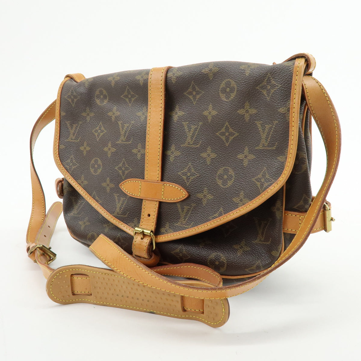 Louis Vuitton Monogram Saumur 30 Canvas Shoulder Leather Bag M42256
