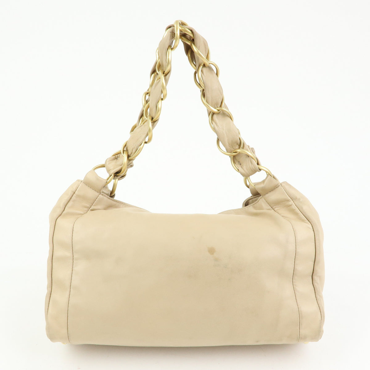 CHANEL COCO Mark Lamb Skin Chain Shoulder Bag Hand Bag Beige