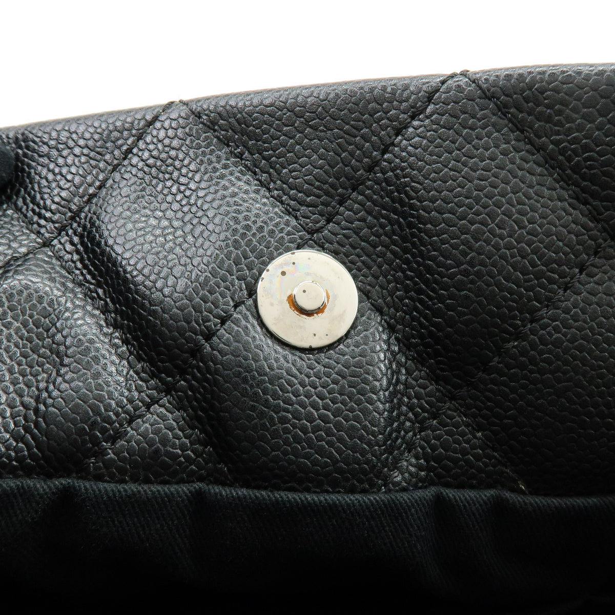 CHANEL COCO Mark Caviarskin Chain Shoulder Bag Black Silver