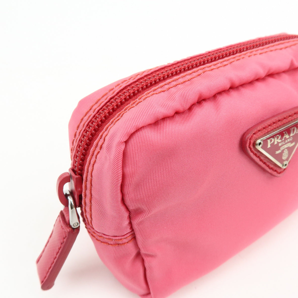 PRADA Triangle Logo Lot of 2 Nylon Pouch Cosmetic Case Purple Pink