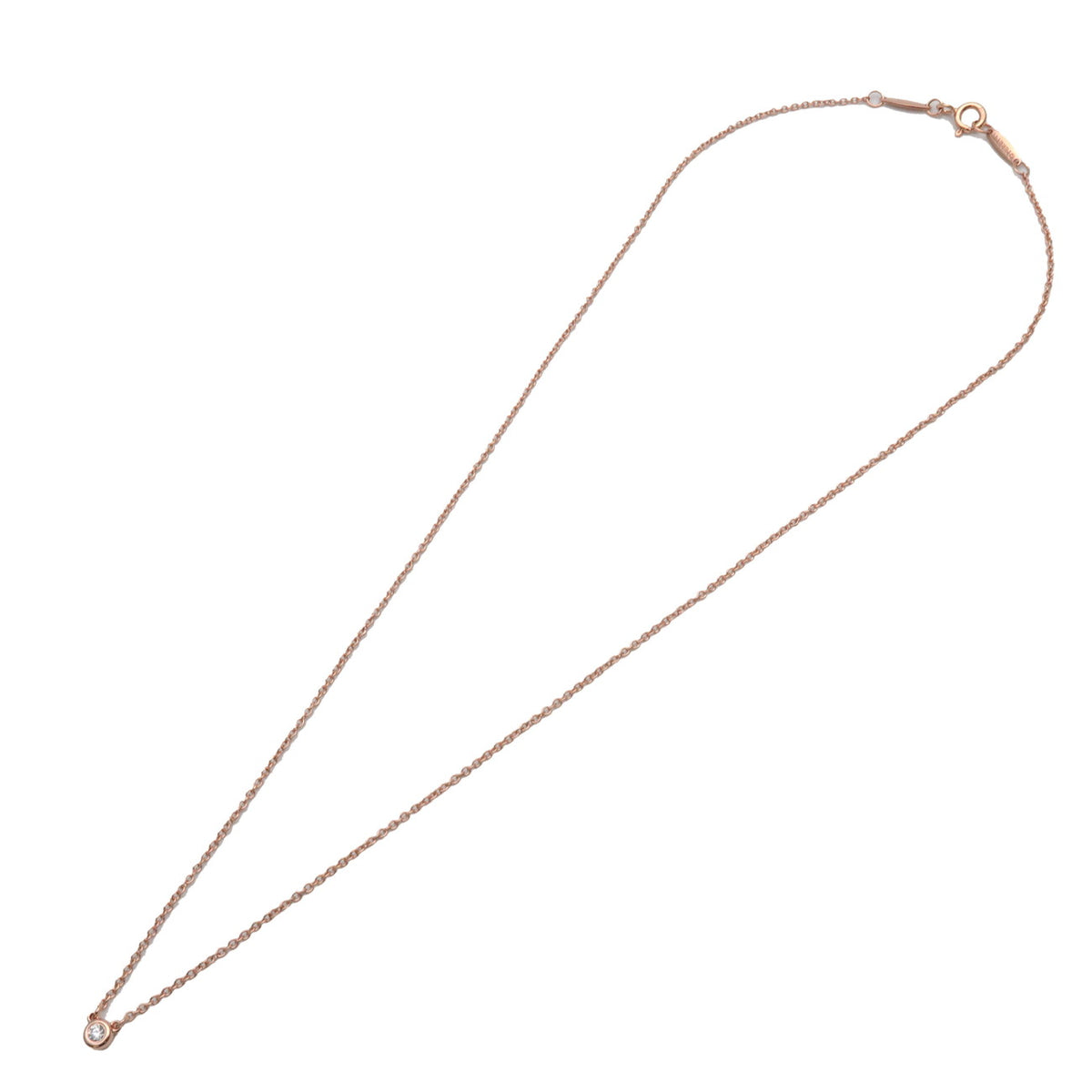 Tiffany & Co By The Yard 1P Diamond Necklace K18 750PG Rose Gold