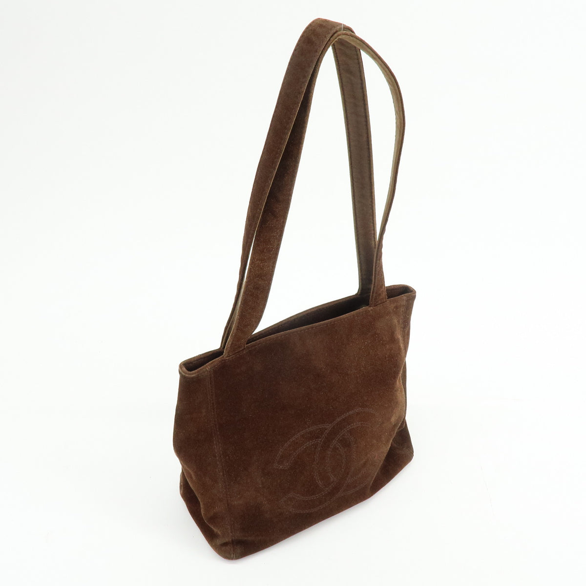 CHANEL COCO Mark Suede Tote Bag Shoulder Bag Brown