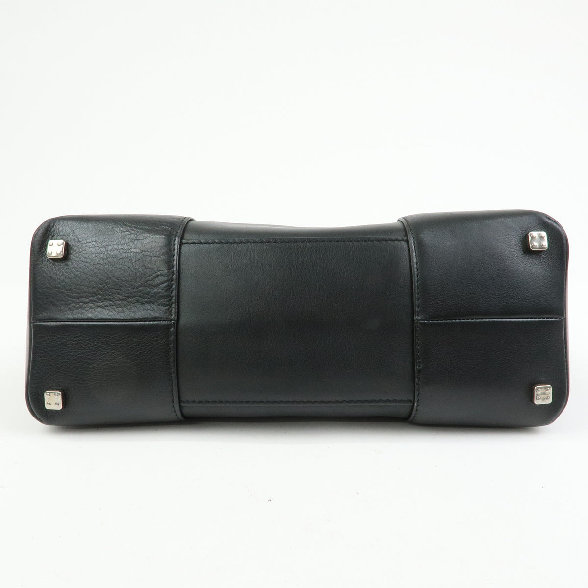 LOEWE Anagram Amazona Fusta Leather Tote Bag Hand Bag Black Silver