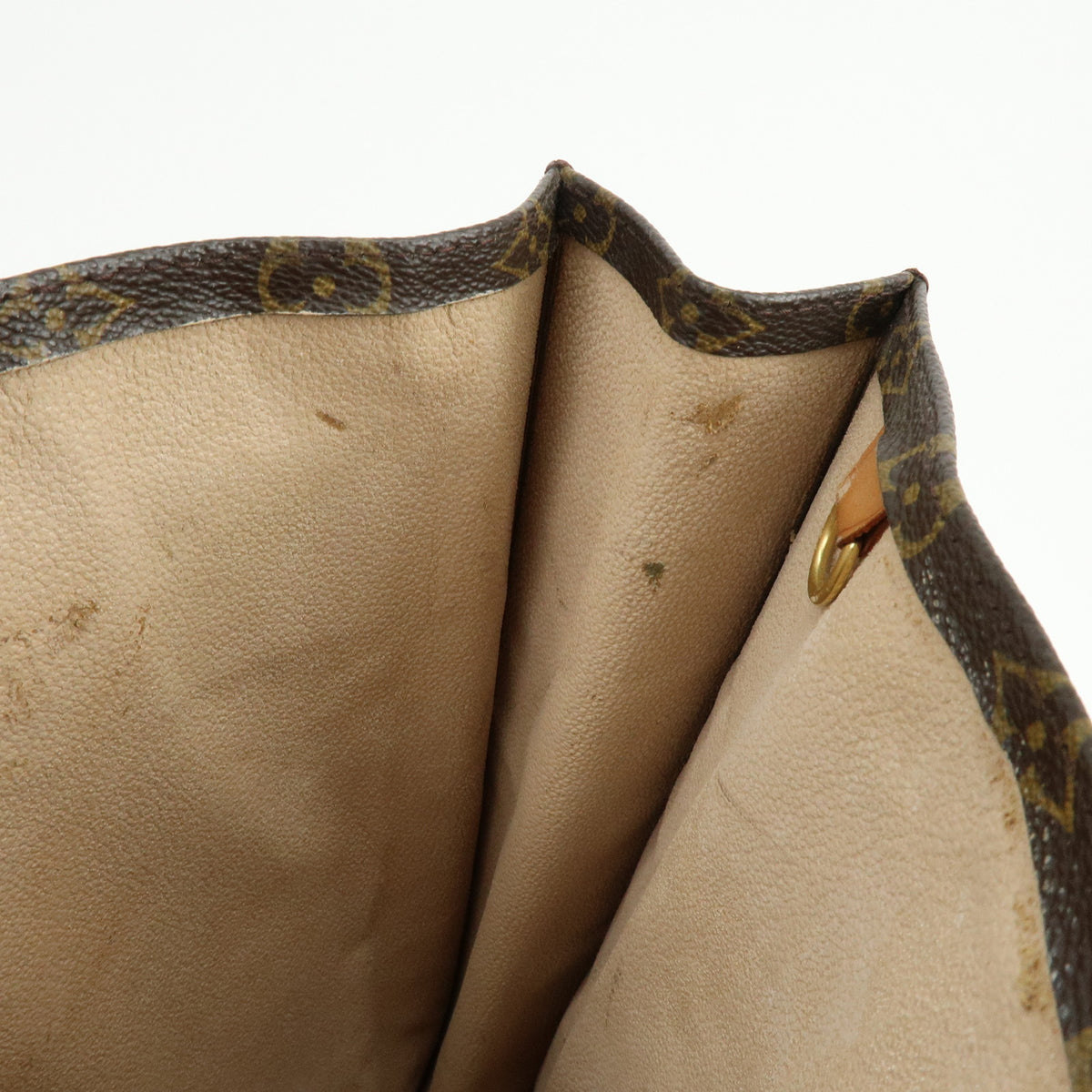 Louis Vuitton Monogram Sac Plat Leather Tote Bag Hand Bag Brown M51140
