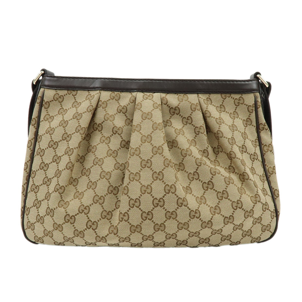 GUCCI Sukey Interlocking G GG Canvas Leather Shoulder Bag Brown 296834