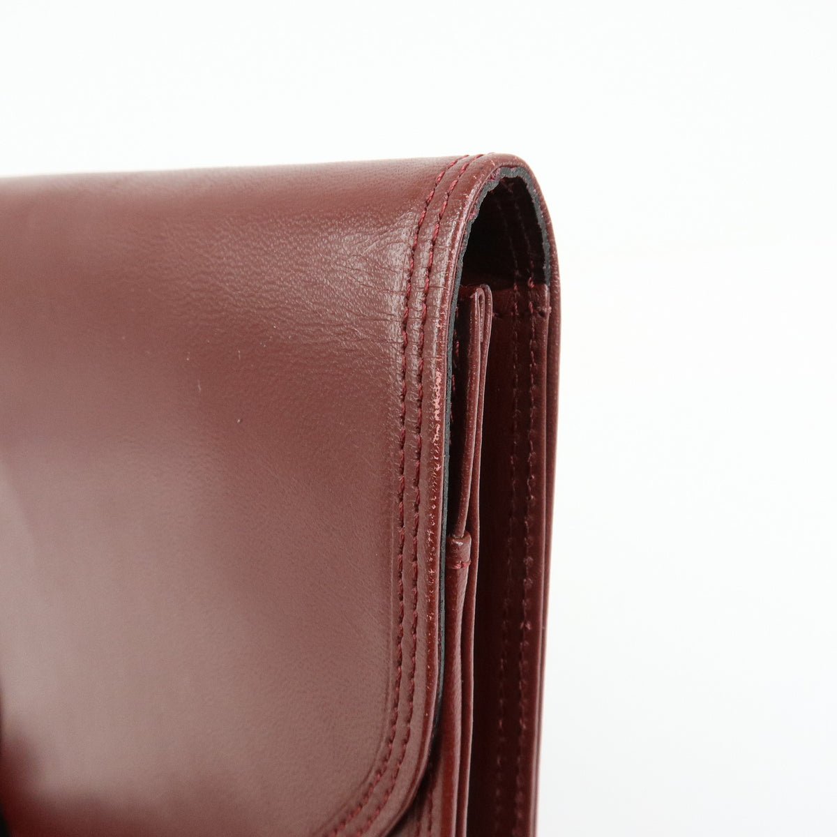 Cartier Must de Cartier Leather Clutch Bag Flat Pouch Bordeaux Wine Red