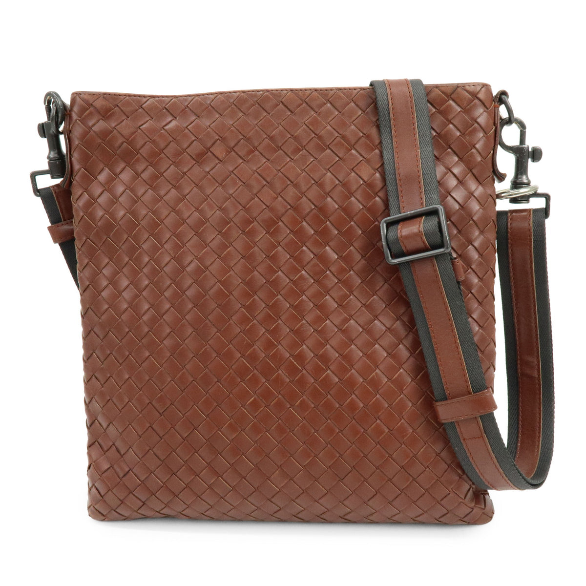 BOTTEGA VENETA Intrecciato Leather Shoulder Bag Crossbody Bag Brown