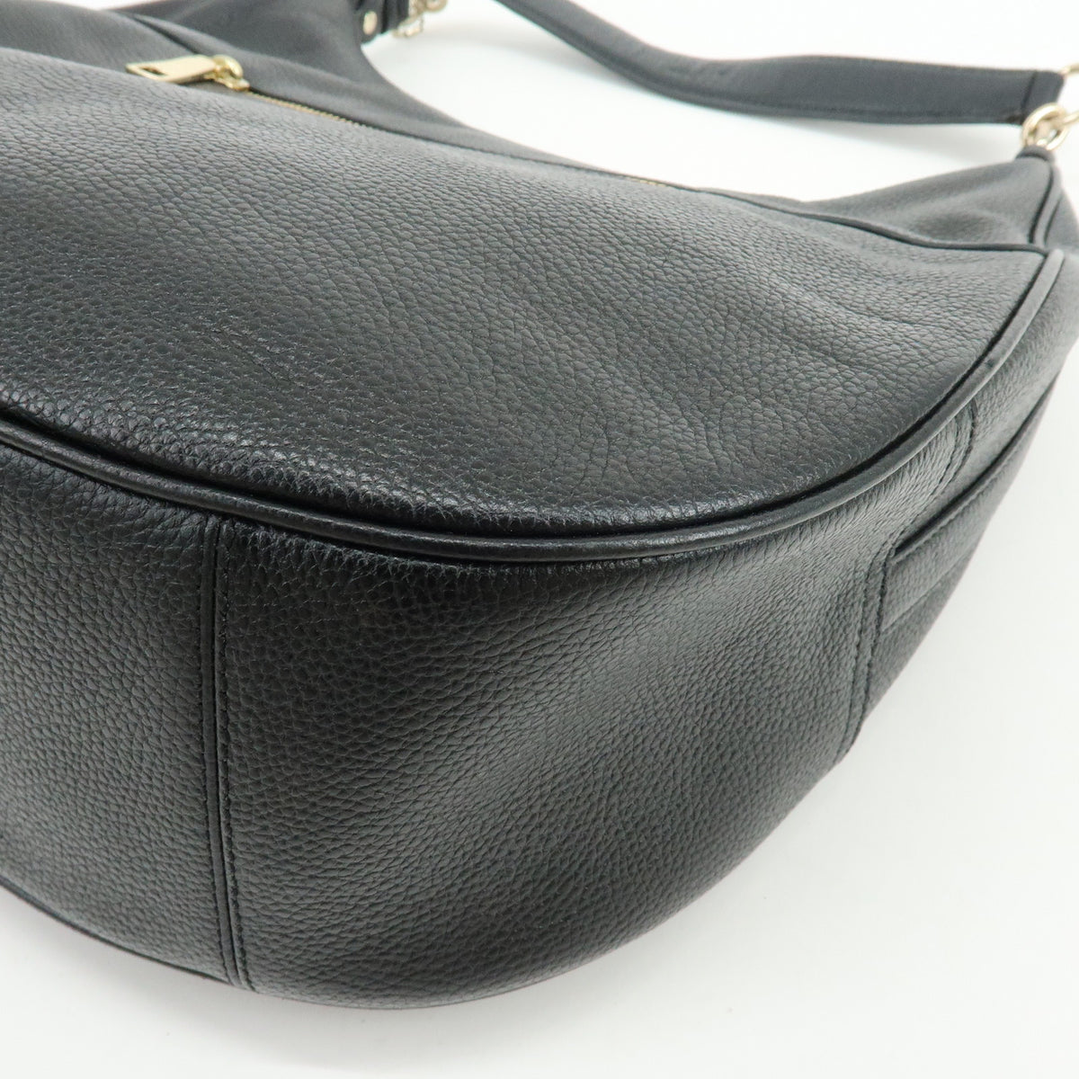COACH Logo Leather 2Way Shoulder Bag Hand Bag Black