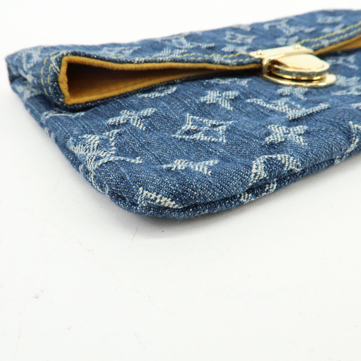 Louis Vuitton Monogram Denim Pochette Plat Pouch Clutch Bag M95007