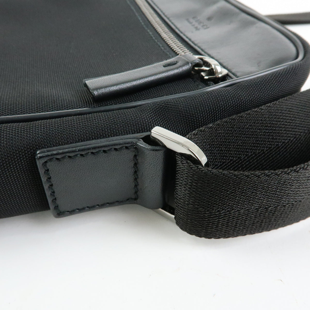 GUCCI Logo Canvas Leather Shoulder Bag Crossbody Bag Black 101680
