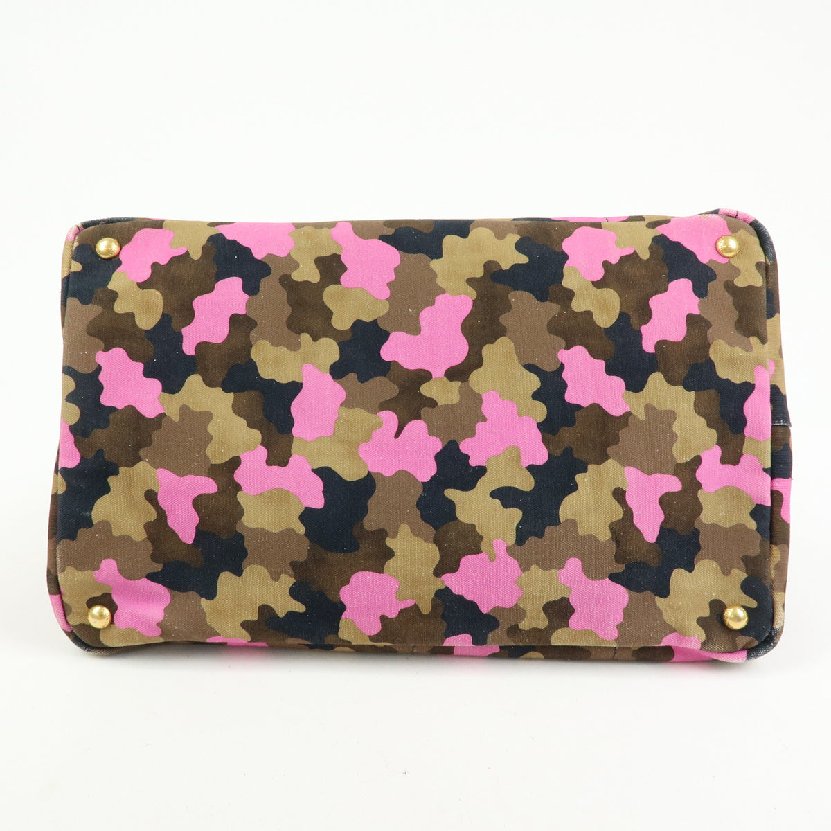 PRADA Triangle Logo Canapa Canvas Tote Bag Camouflage Khaki PInk BN2020