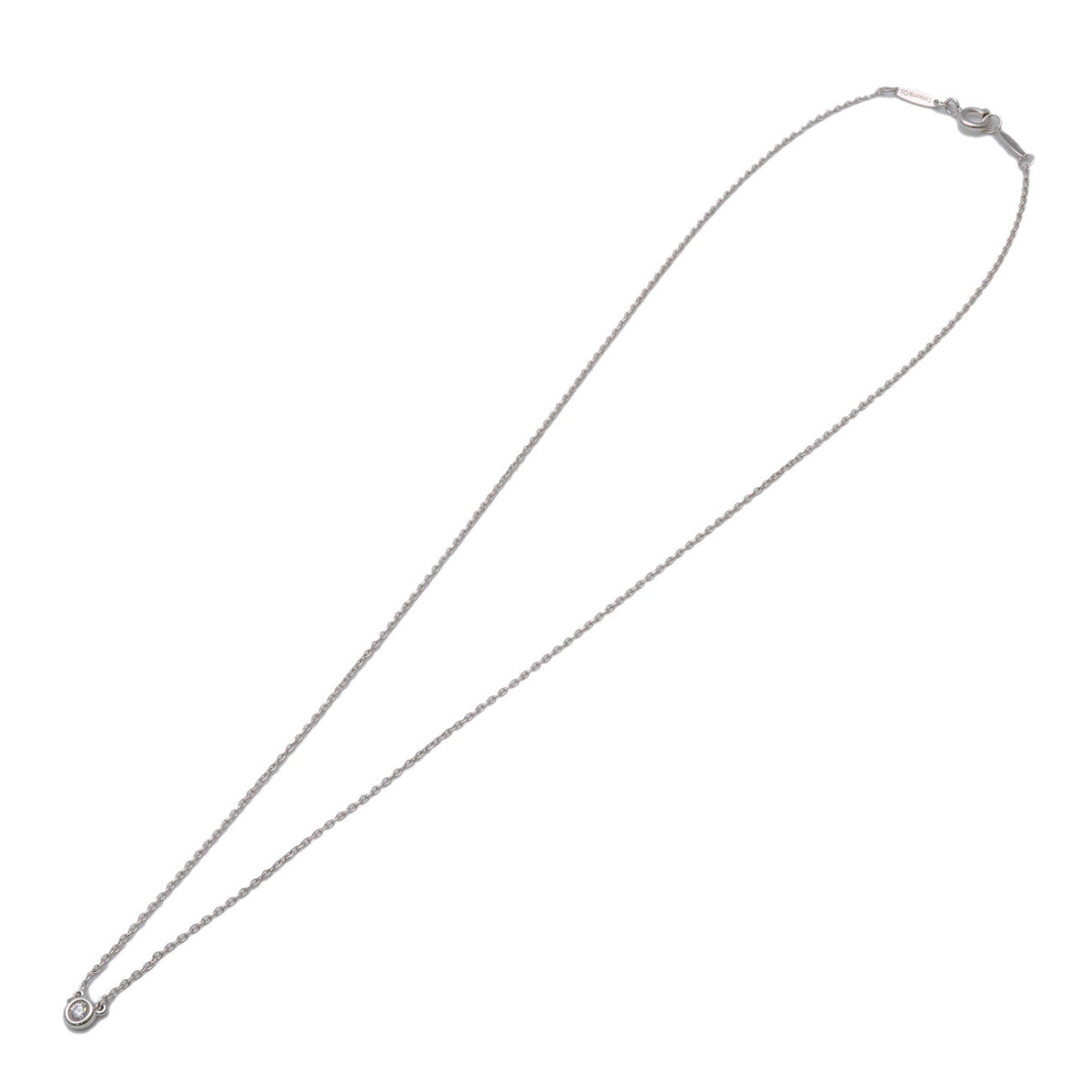 Tiffany & Co By The Yard 1P Diamond Necklace SV925 Silver