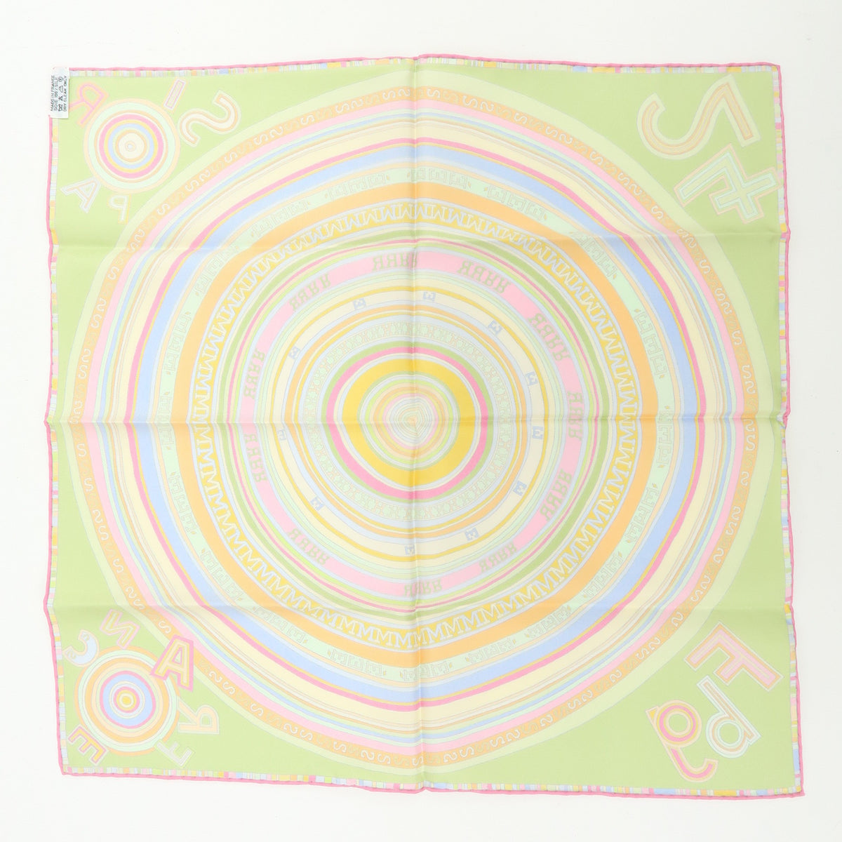 HERMES Carre 42 Silk 100% Scarf FRANCE PARIS 24 Fbg Light Green Pink