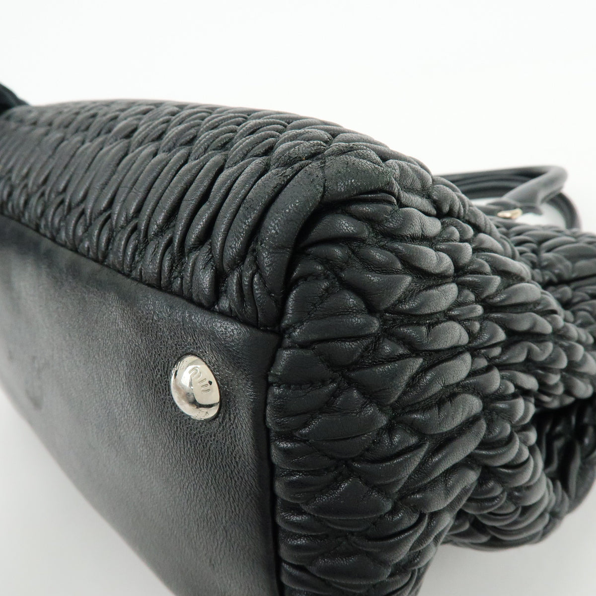 MIU MIU Matelasse Leataher 2Way Bag Hand Bag Shoulder Bag Black