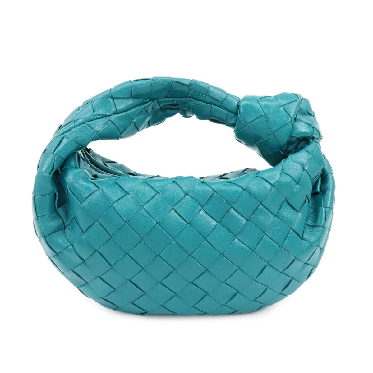 BOTTEGA VENETA Mini Jodie Intrecciato Leather Hand Bag Turquoise Blue