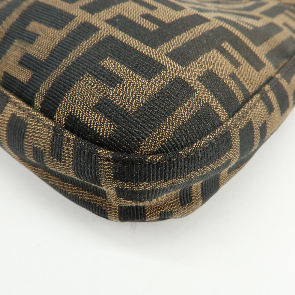 FENDI Zucca Canvas Leather Shoulder Bag Hand Bag Black Brown 26569