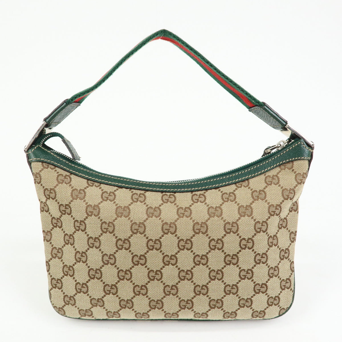 GUCCI Sherry GG Canvas Leather Shoulder Bag Beige Green Red 145812