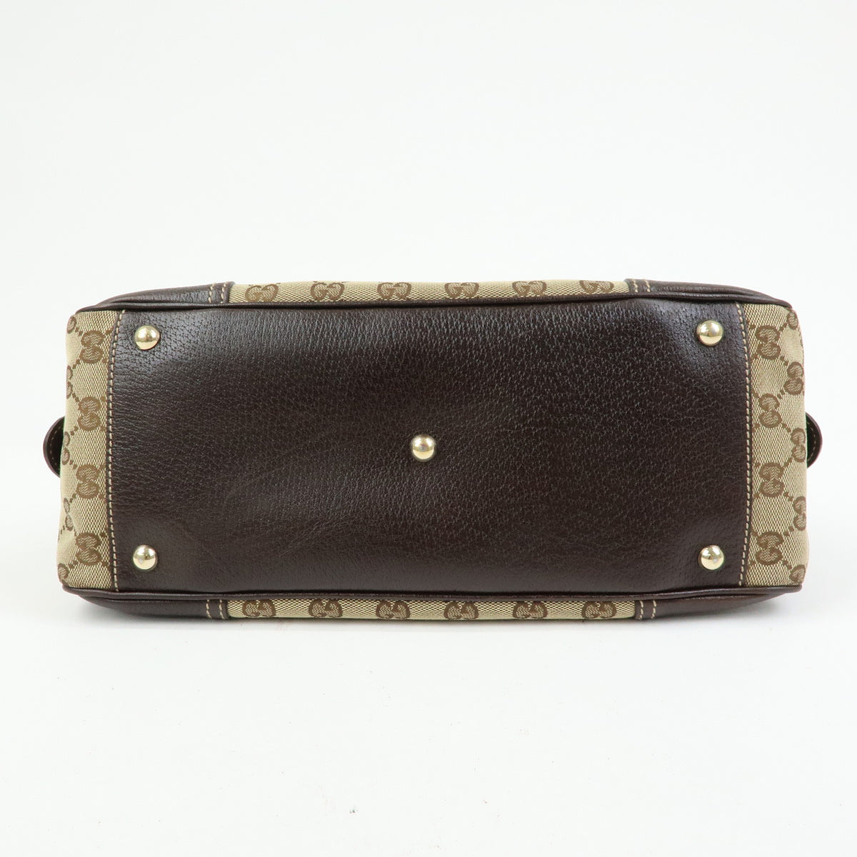 GUCCI Princy Sherry GG Canvas Leather Boston Bag Beige Brown 161720