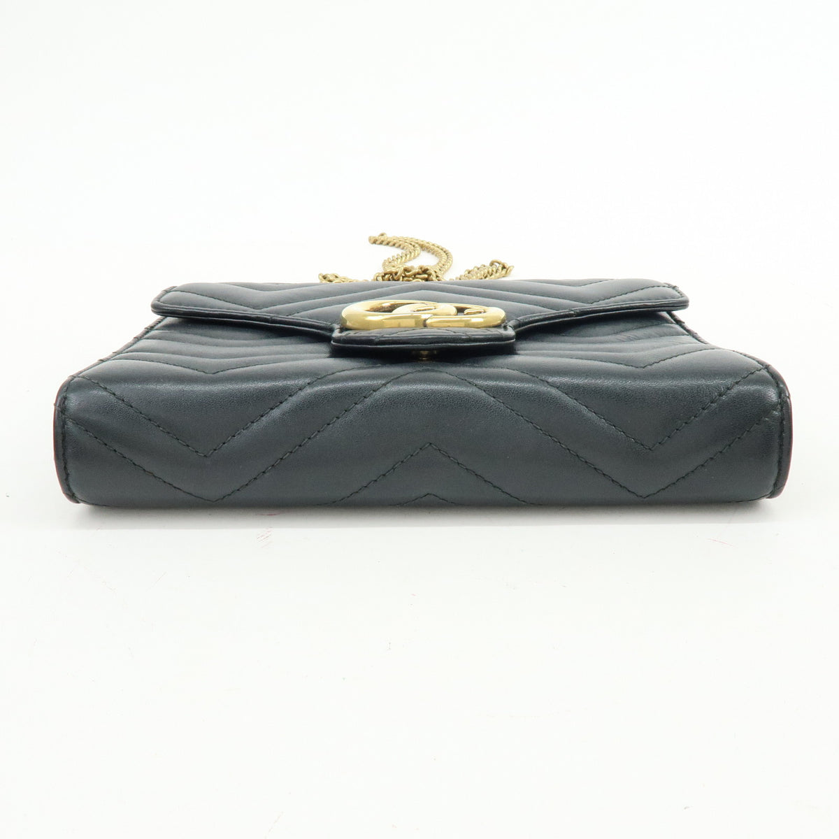GUCCI GG Marmont Double G Leather Chain Shoulder Bag Black 474575