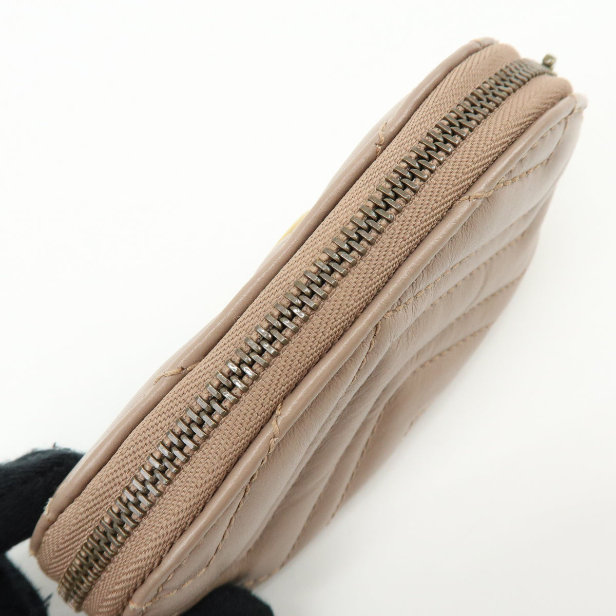 GUCCI GG Marmont Double G Leather Pouch Key Case Pink Beige 625691