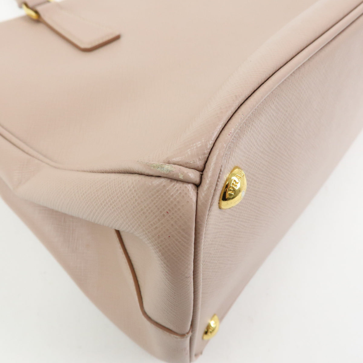 PRADA Triagnle Logo Galleria Saffiano Leather 2WAY Hand Bag Pink BN2274