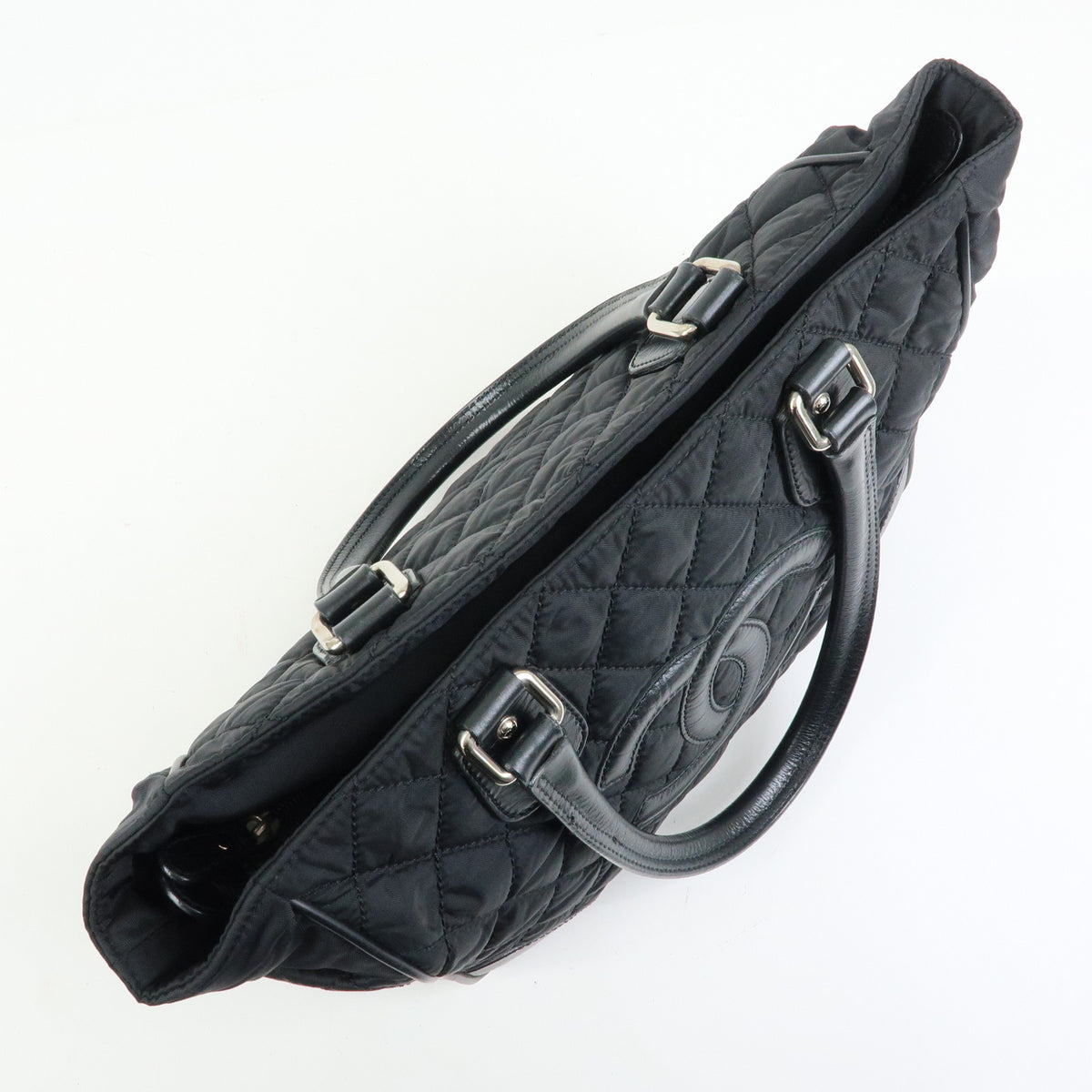 CHANEL Paris New York COCO Mark Nylon Leather Tote Bag Black A33100