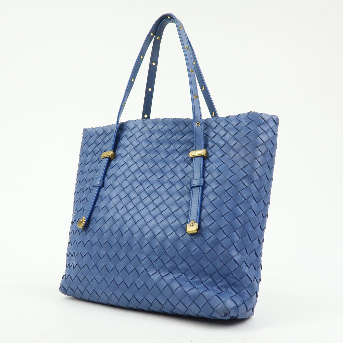 BOTTEGA VENETA Intrecciato Leather Tote Bag Hand Bag Blue V00A2