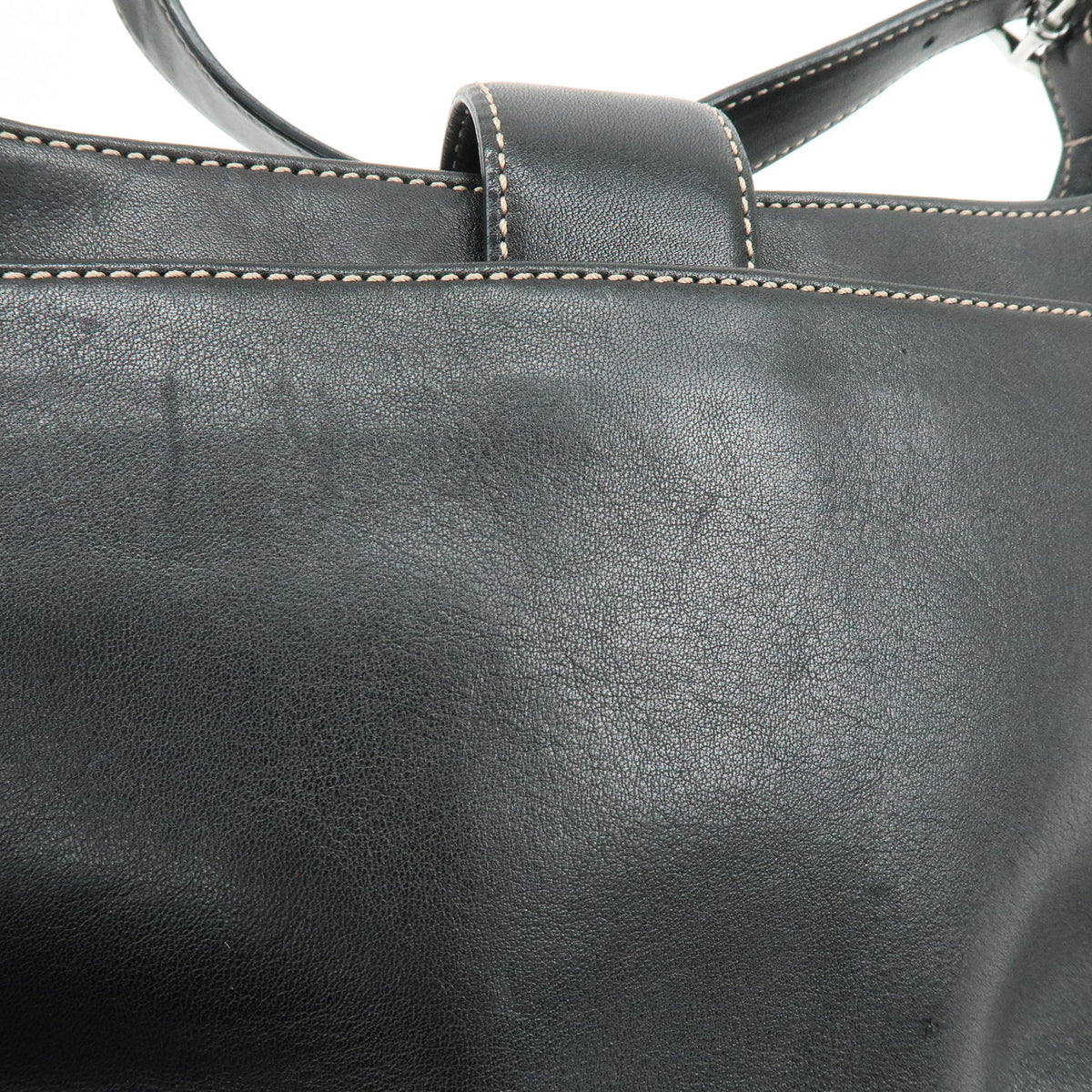 COACH Logo Leather Shoulder Bag Hand Bag Black 7789