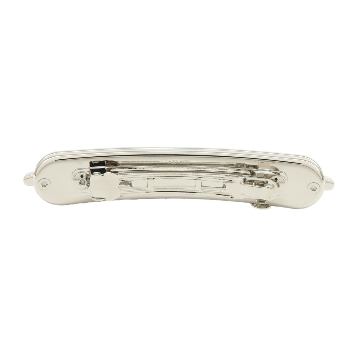 HERMES Roulis PM Metal Hair Accessory Hair Clip Silver Pink
