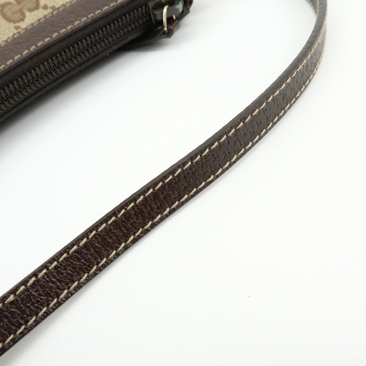 GUCCI GG Canvas Leather Hand Bag Pouch Shoulder Bag Brown Beige 154432