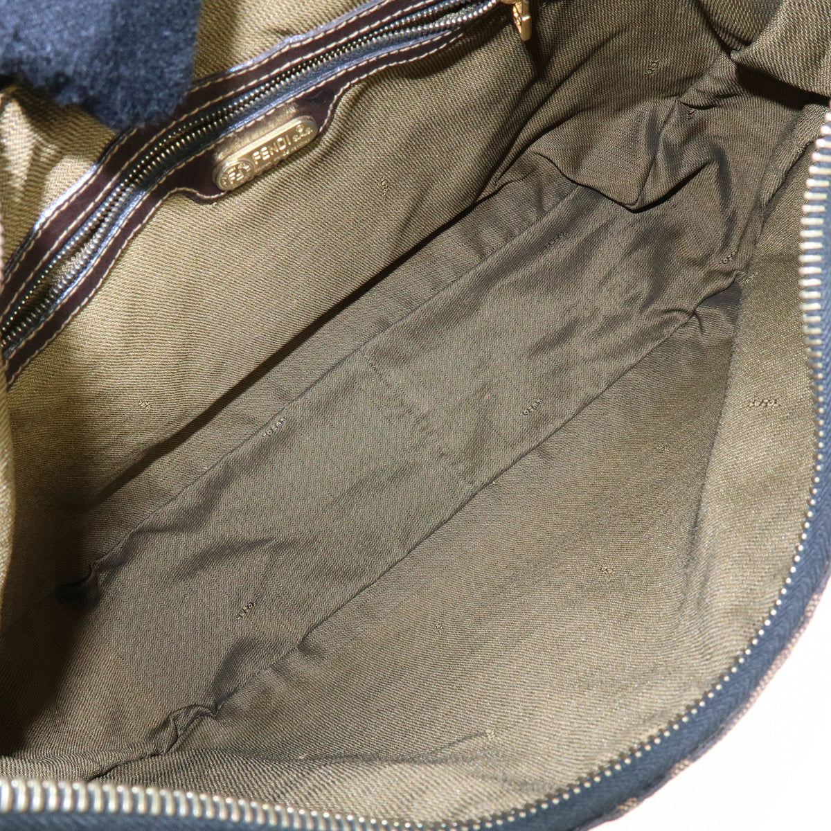 FENDI Zucca Canvas Leather Shoulder Bag Hand Bag Brown