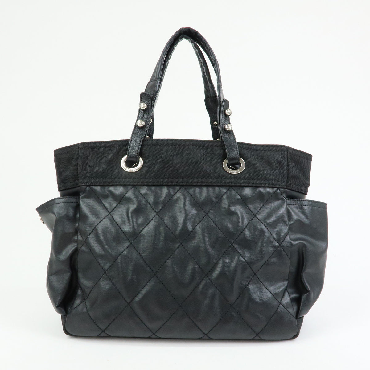 CHANEL Paris Biarritz GM PVC Leather Tote Bag Shoulder Bag Black