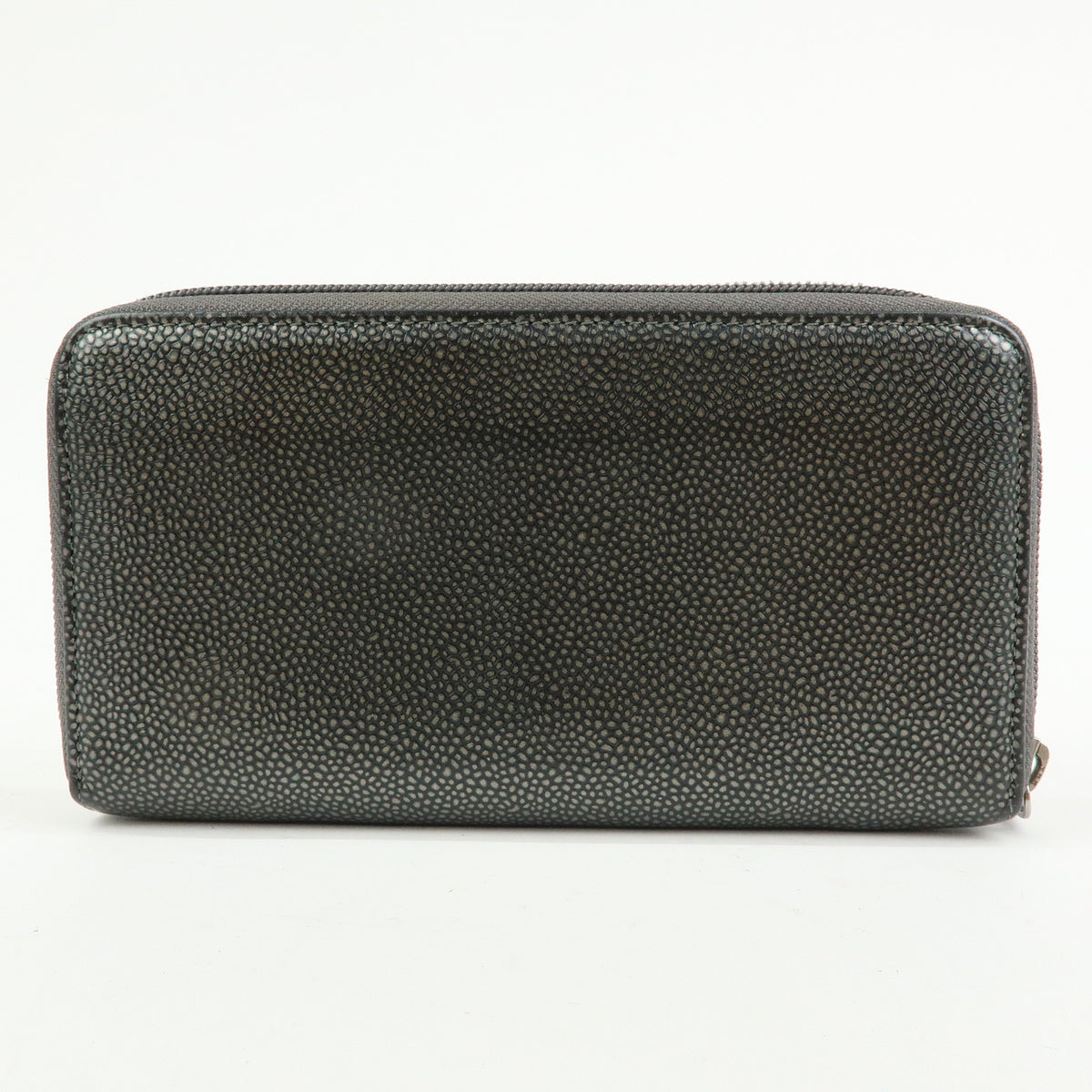 CHANEL COCO Mark Caviarskin Round Zippy Wallet Metallic Gray