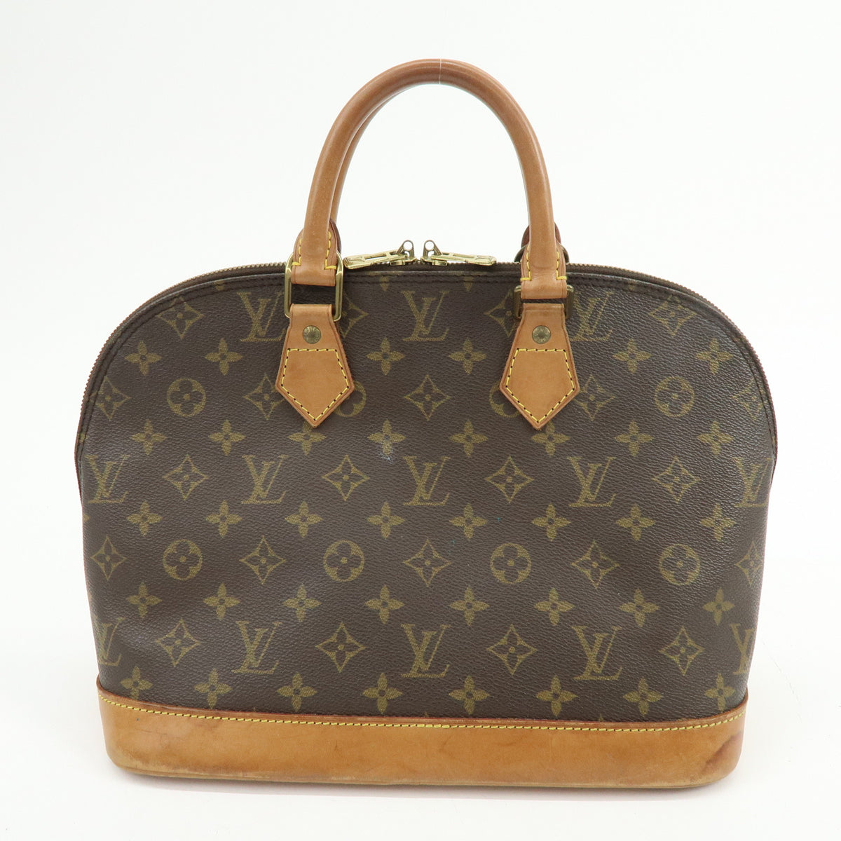 Louis Vuitton Monogram Alma Canvas Leather Hand Bag Brown M51130