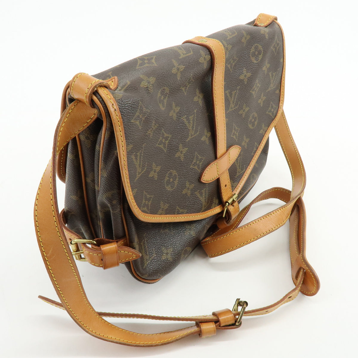 Louis Vuitton Monogram Saumur 30 Canvas Shoulder Leather Bag M42256