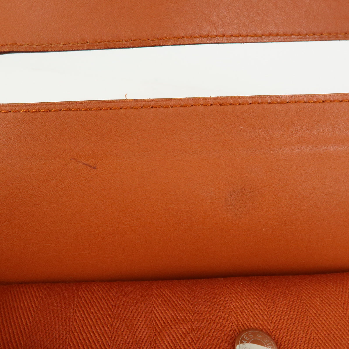 HERMES Valparaiso MM Toile Chevron Leather Hand Bag Orange