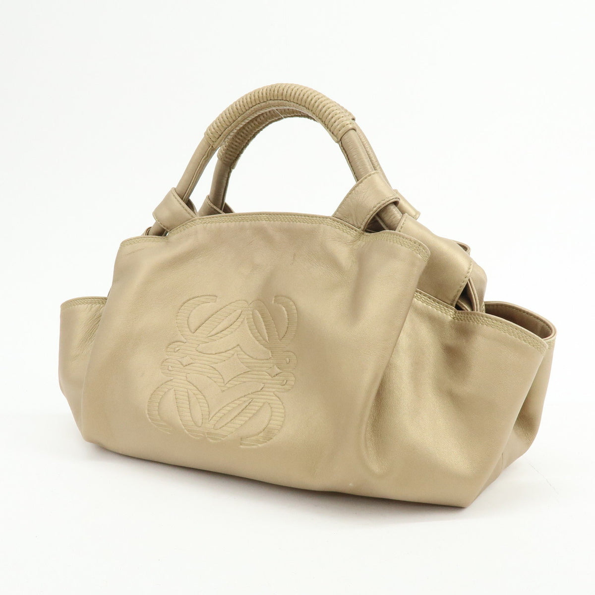 LOEWE Anagram Nappa Aire Leather Hand Bag Tote Bag Gold