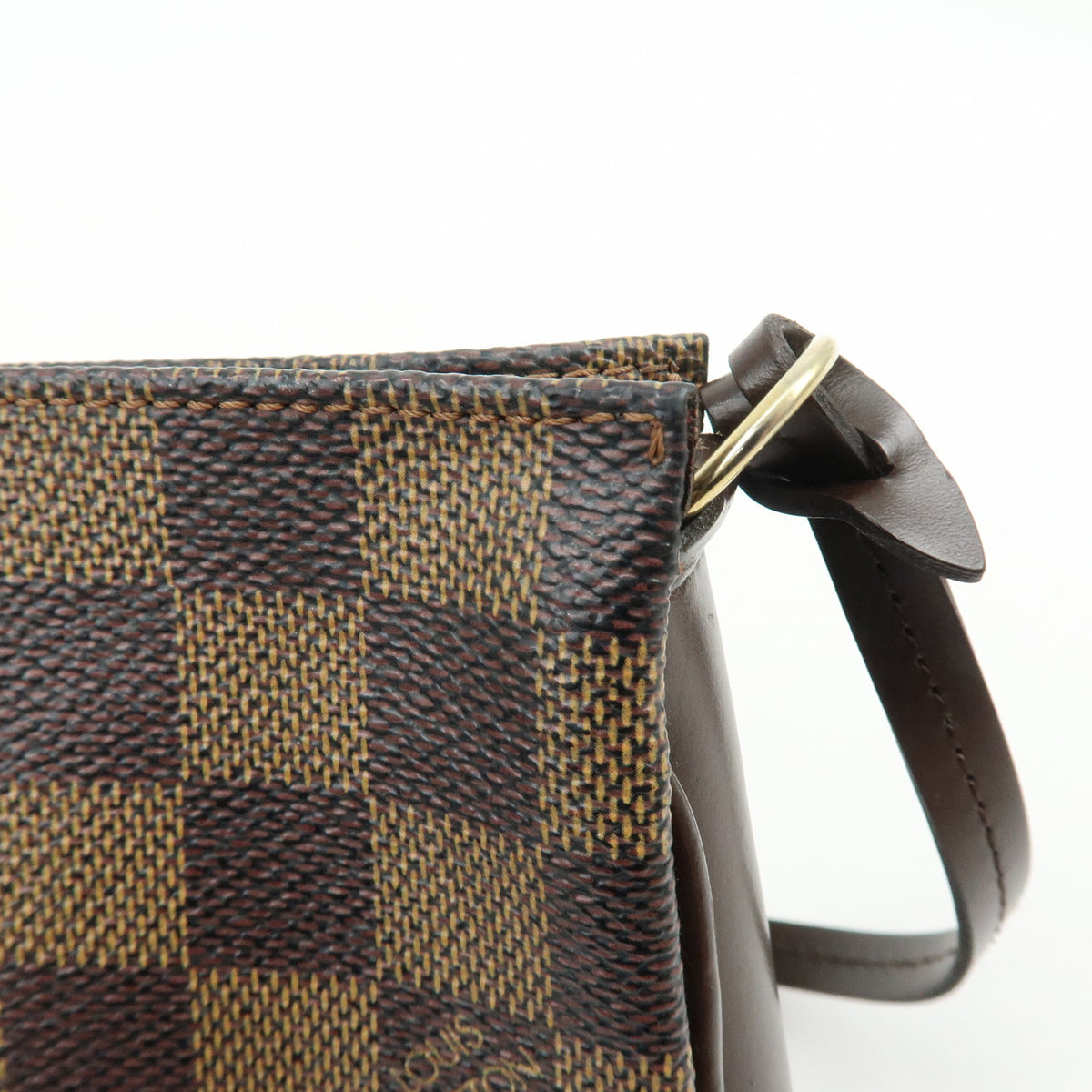 Louis Vuitton Damier Ebene Navona Leather Hand Bag Pouch Brown N51983