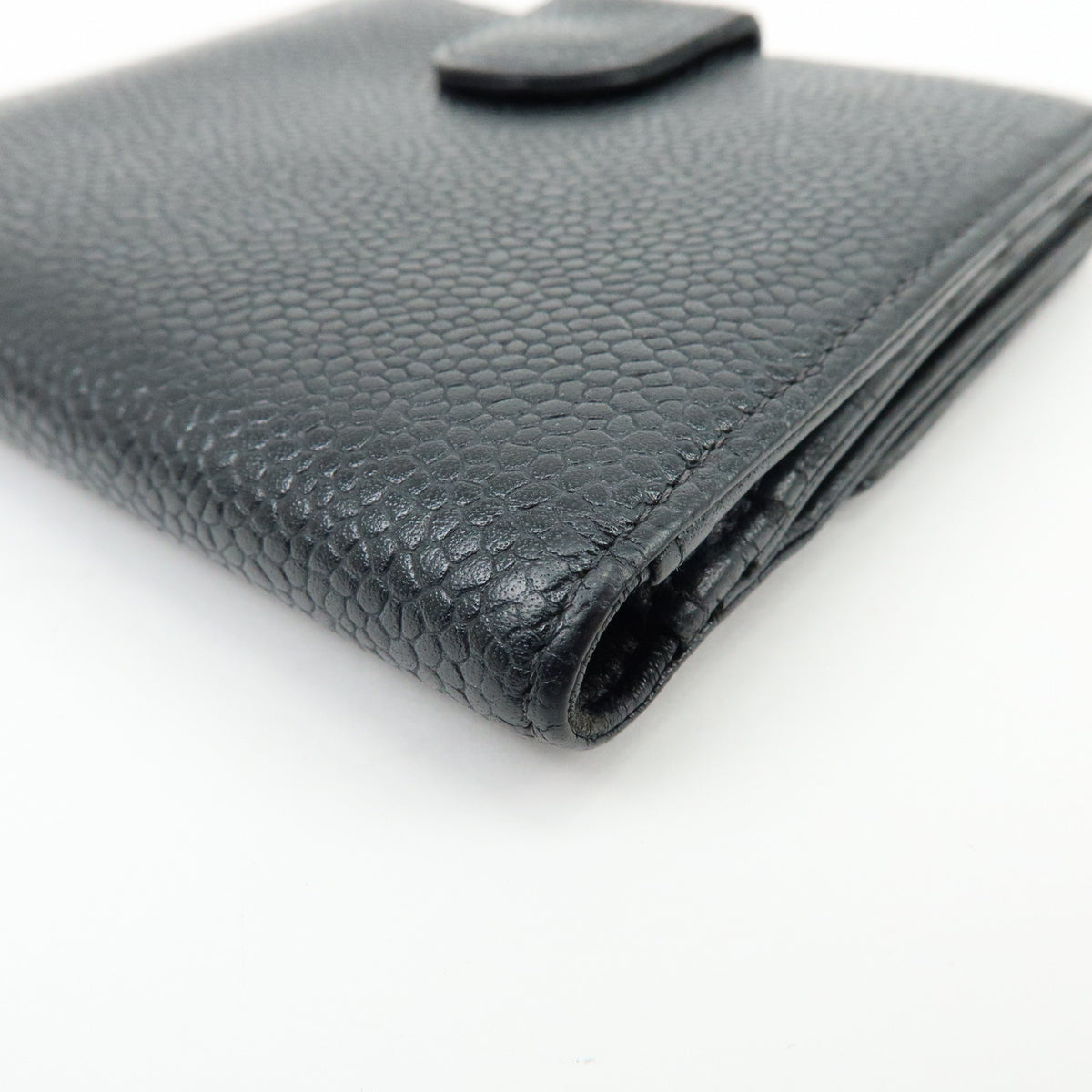 CHANEL COCO Mark Caviarskin Compact Wallet Black A13496