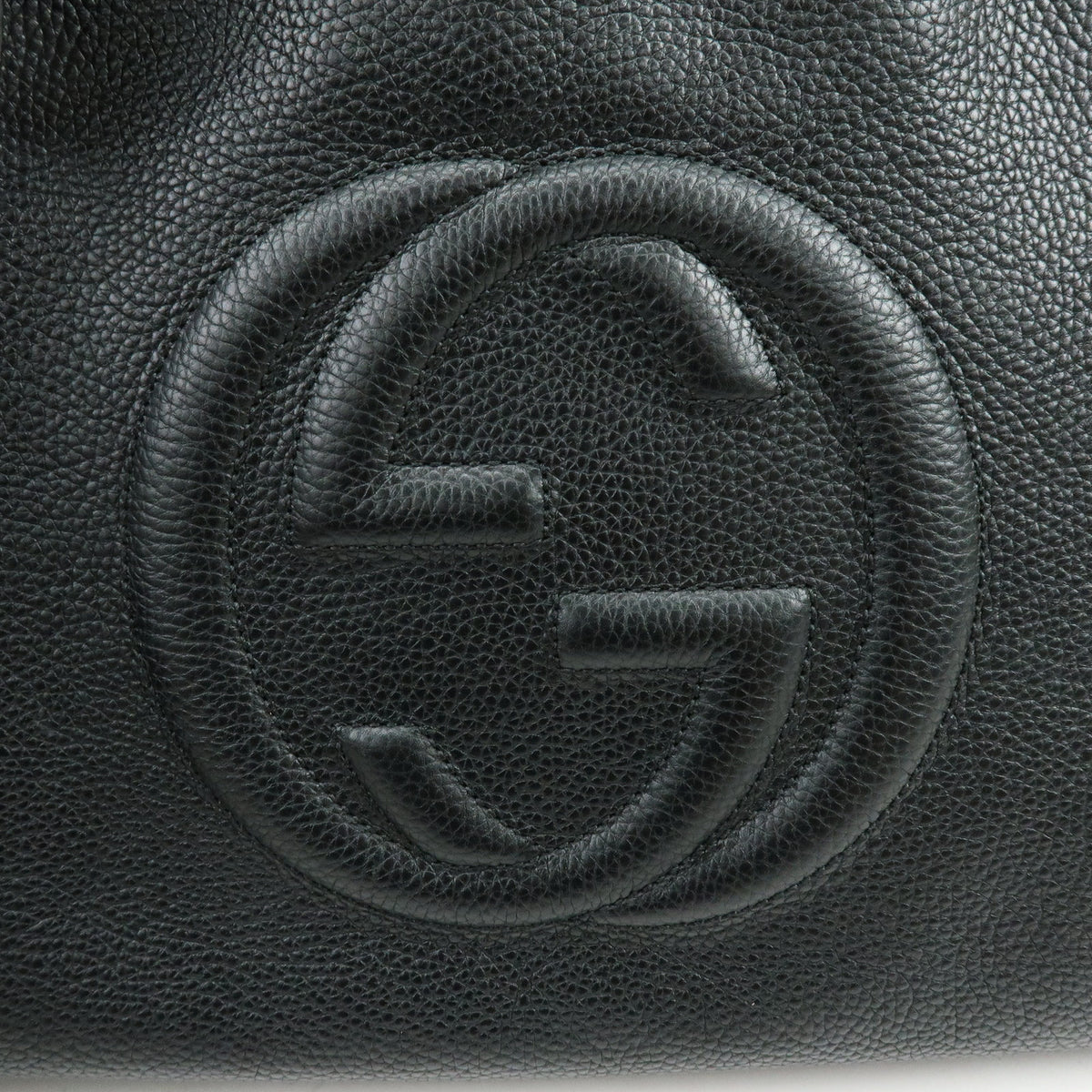 GUCCI SOHO Interlocking G Chain Leather Shoulder Bag Black 536196