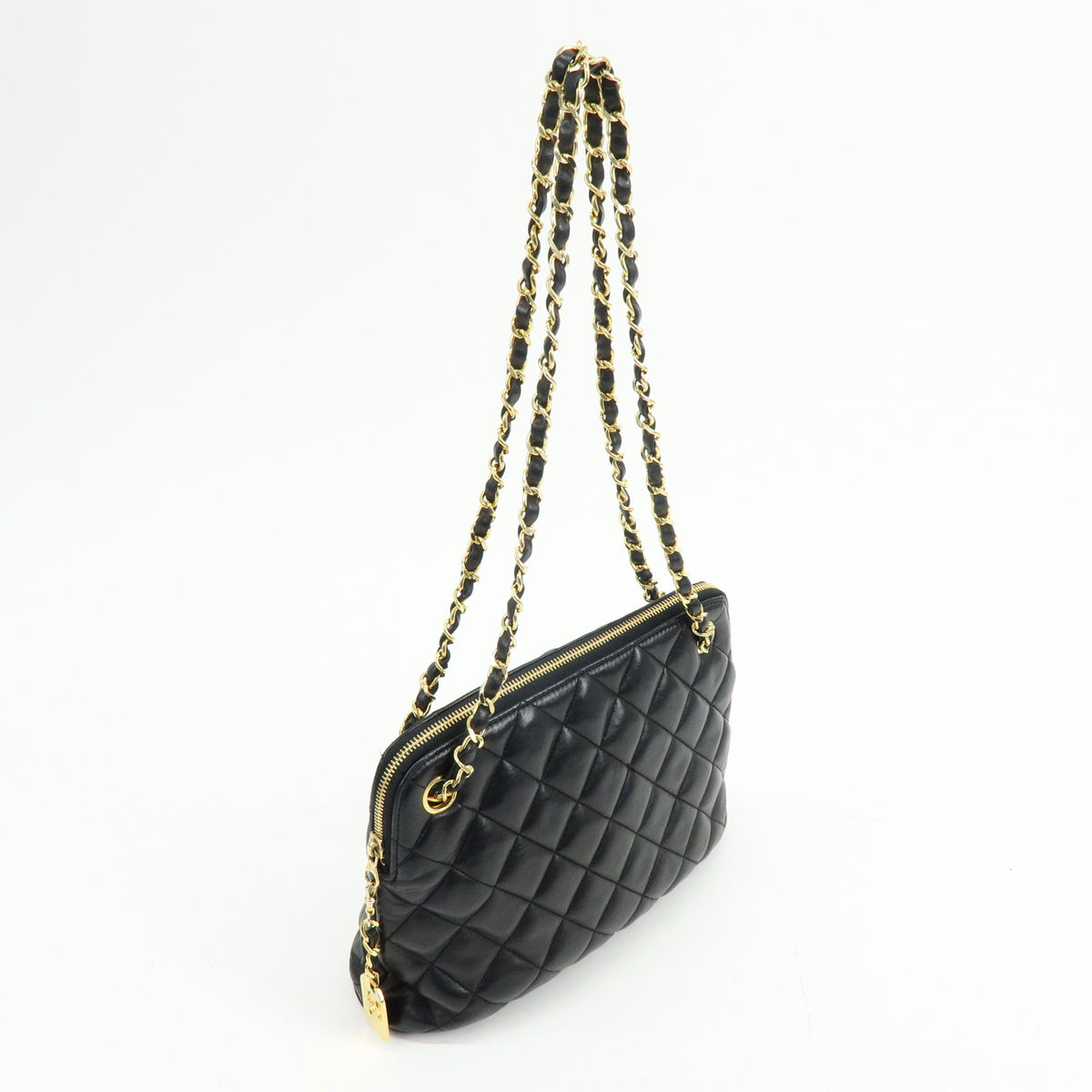 CHANEL Matelasse Lamb Skin Chain Shoulder Bag Hand Bag Black