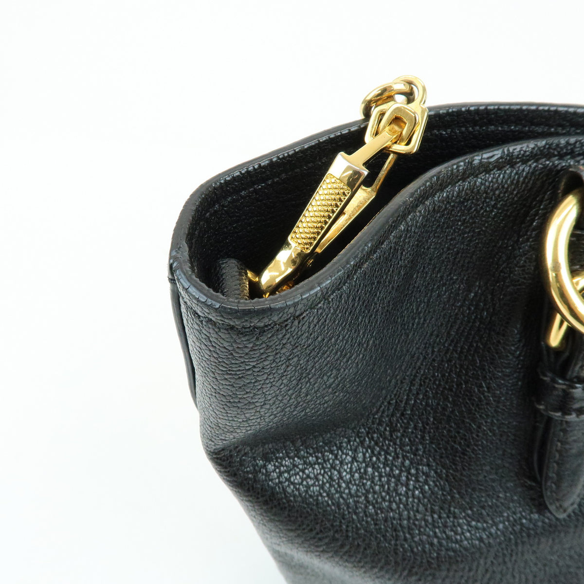 MIU MIU Madras Leather 2Way Shoulder Bag Hand Bag Black RN0886