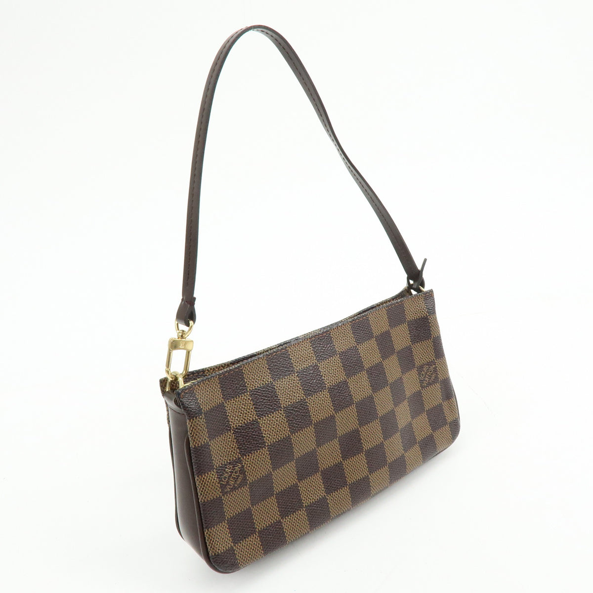 Louis Vuitton Damier Ebene Navona Leather Hand Bag Pouch Brown N51983