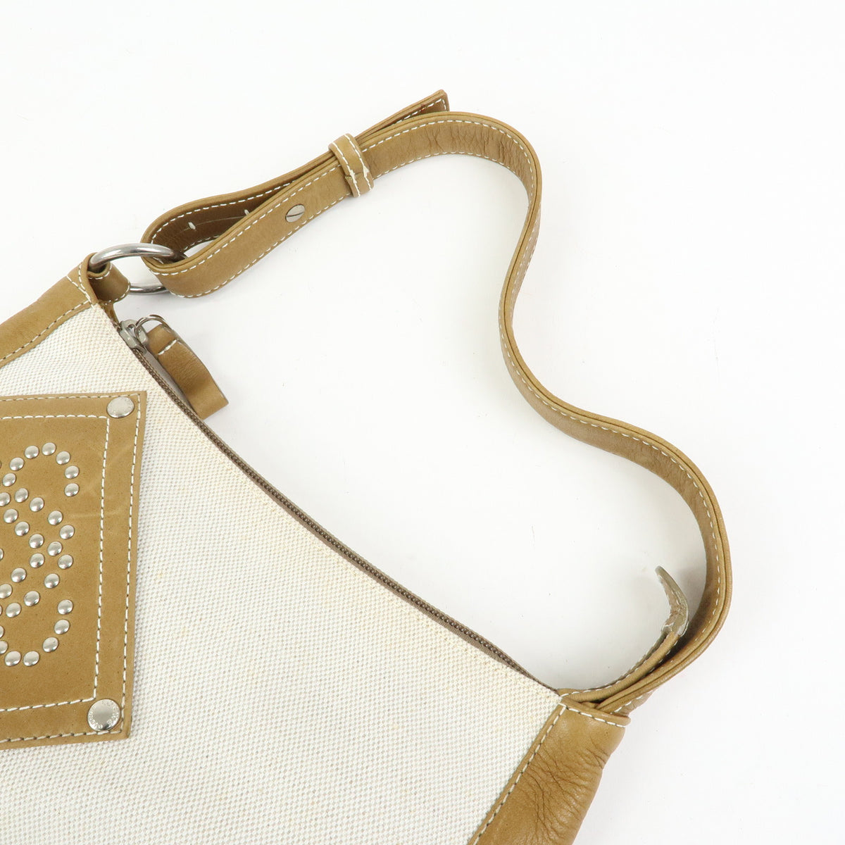 LOEWE Anagram Canvas Leather Hand Bag Brown Natural